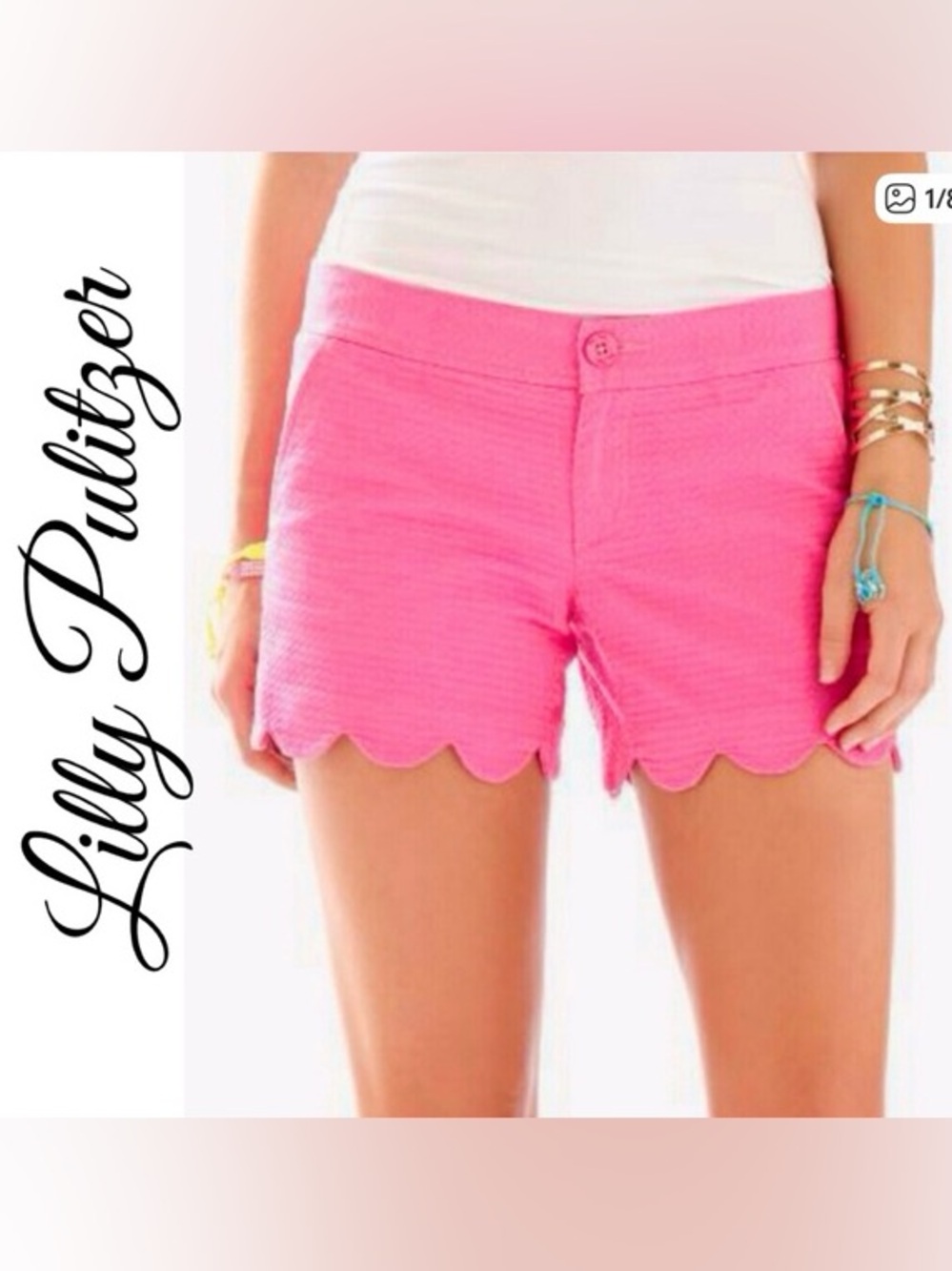 Lilly Pulitzer buttercup stretch scalloped hem short
